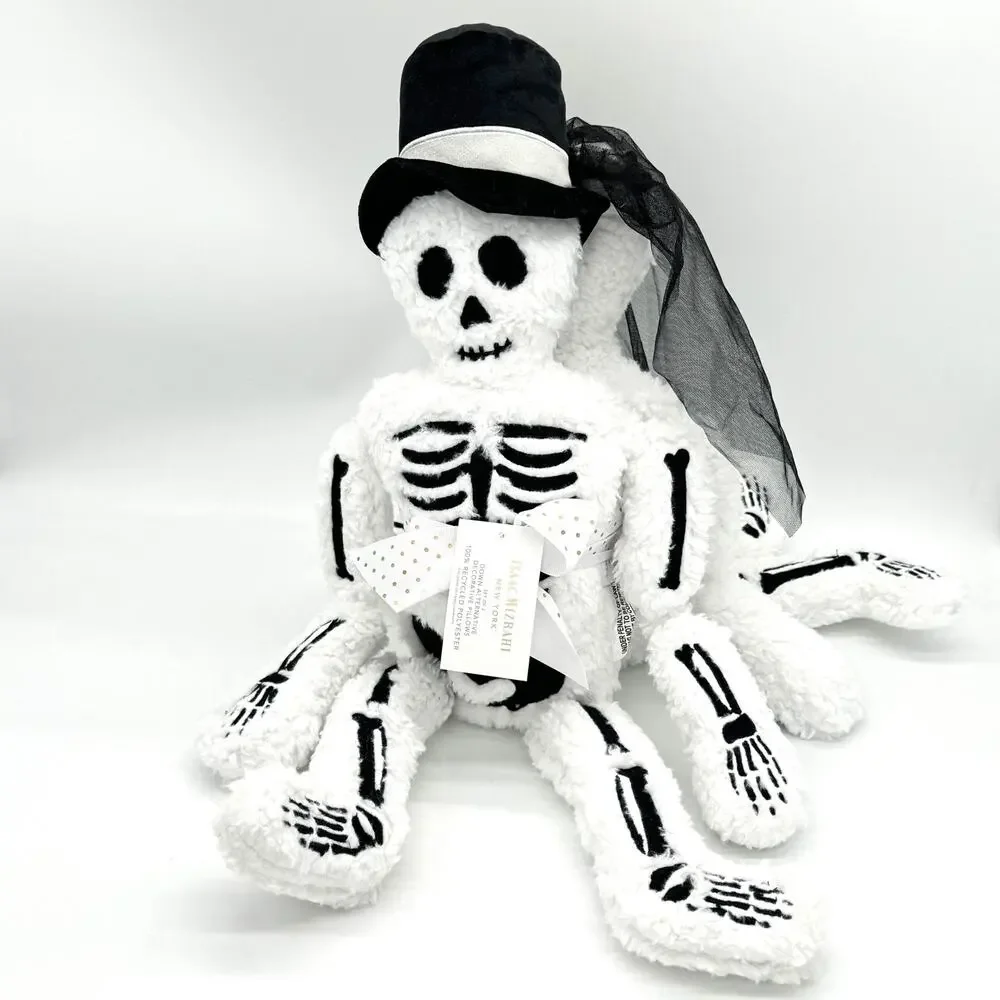 Skeleton Couple 2 pc Pillow Set Mr & Mrs Bride Groom Halloween Sherpa Pillows